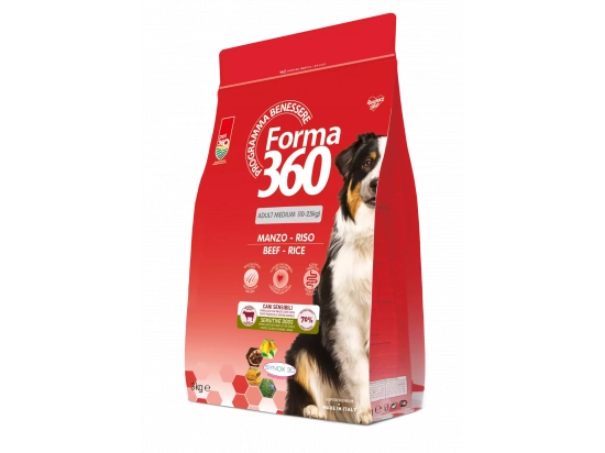 Фото - сухой корм Forma 360 (Форма 360) Adult Medium Dog Beef & Rice сухой корм для взрослых собак средних пород ГОВЯДИНА и РИС