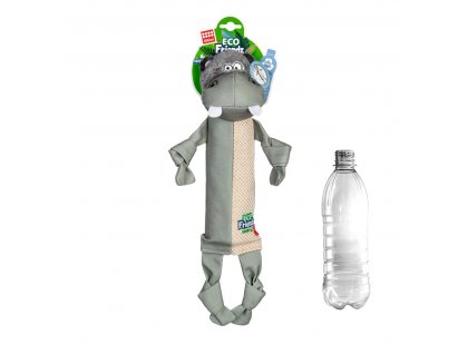 Фото - игрушки GiGwi (Гигви) Eco Friendz БЕГЕМОТ игрушка для собак с пластиковой бутылкой и пищалкою