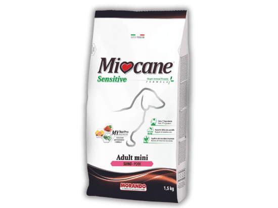 Фото - сухий корм Morando MioCane (Морандо Міокане) Mini Sensitive Monoprotein сухий монопротеїновий корм для собак малих порід ЗІ СВИНИНОЮ