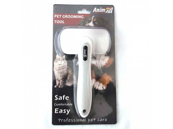 Фото - для вичісування AnimAll Groom щітка пуходерка з автоматичною системою очищення для котів та собак, сірий