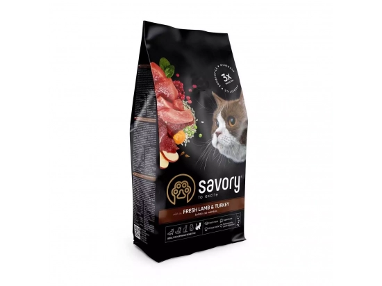 Фото - сухой корм Savory (Сейвори) ADULT CAT SENSITIVE DIGESTION корм для кошек с чувствительным пищеварением ЯГНЕНОК и ИНДЕЙКА