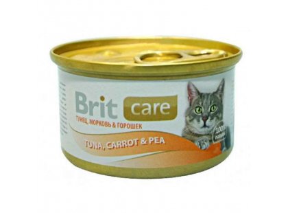 Фото - вологий корм (консерви) Brit Care Cat Adult Tuna, Сarrots and Рeas консерви для кішок ТУНЕЦЬ, МОРКВА І ГОРОХ