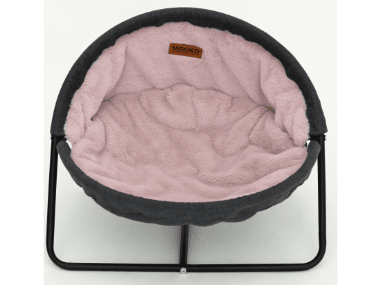 Фото - спальні місця, лежаки Misoko&Co (Місоко і Ко) Pet Bed Round Plush складаний круглий лежак для тварин, плюш, СІРО-РОЖЕВИЙ