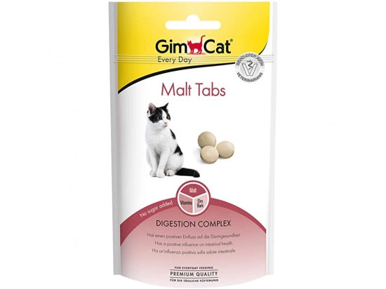 Фото - ласощі Gimcat MALT TABS ласощі для виведення шерсті зі шлунка котів