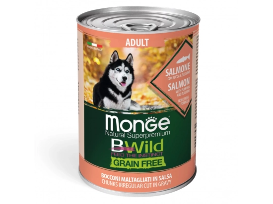 Фото - влажный корм (консервы) Monge Dog Bwild Grain Free Adult Salmon, Pumpkin & Zucchini влажный корм для собак ЛОСОСЬ, ТЫКВА и КАБАЧКИ