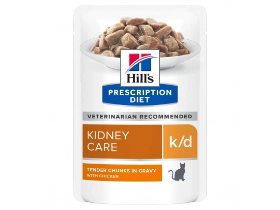 Фото - ветеринарні корми Hill's Prescription Diet k/d Kidney Care Chicken корм для котів при захворюваннях нирок КУРКА