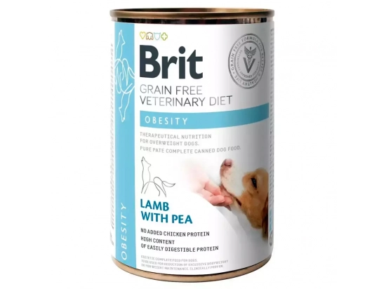 Фото - ветеринарні корми Brit Veterinary Diets Dog Grain Free Obesity Lamb & Peas консерви для собак з надлишковою вагою ЯГНЯ та ГОРОШОК