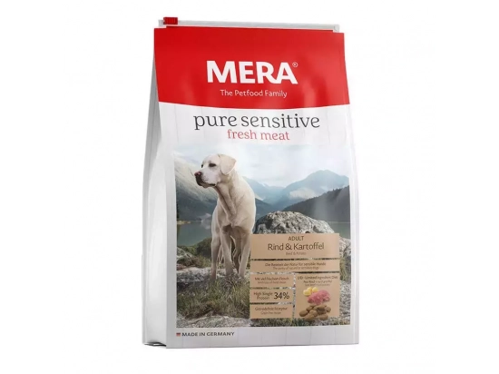 Фото - сухий корм Mera (Мера) Pure Sensitive Fresh Meat Adult Rind & Kartoffel сухий беззерновий корм для дорослих собак ЯЛОВИЧИНА та КАРТОПЛЯ