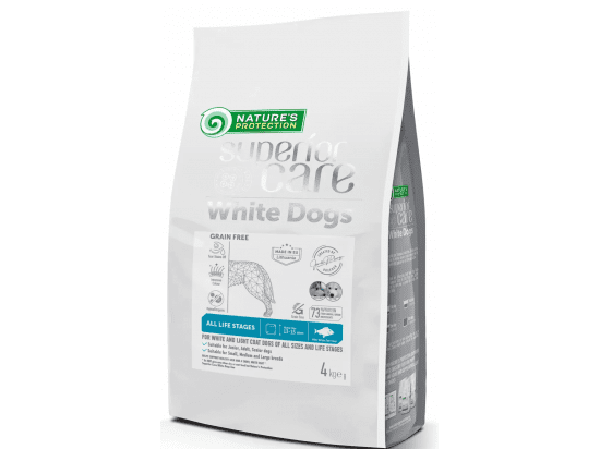 Фото - сухий корм Natures Protection (Нейчез Протекшин) Superior Care White Dogs Grain Free WHITE FISH сухий беззерновий корм для собак з білою шерстю БІЛА РИБА
