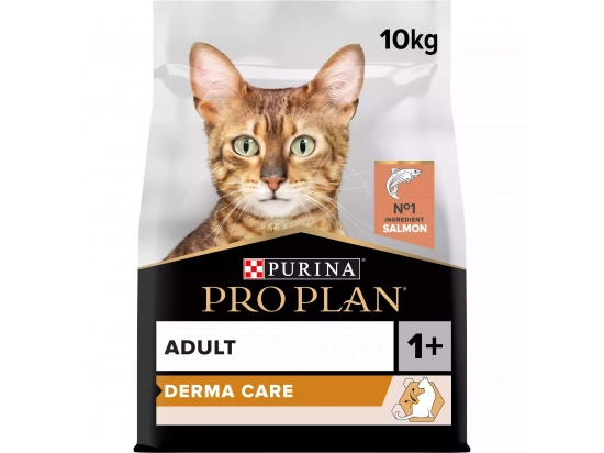 Фото - сухий корм Purina Pro Plan (Пуріна Про План) Adult Derma Care Salmon сухий корм для котів для підтримки здоров'я шкіри та краси шерсті ЛОСОСЬ