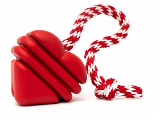 Фото - игрушки SodaPup (Сода Пап) Heart on a String Ultra Durable Reward Ball игрушка для собак СЕРДЦЕ НА ВЕРЕВКЕ, красный
