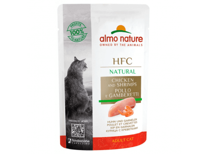 Фото - влажный корм (консервы) Almo Nature HFC NATURAL CHICKEN & SHRIMPS консервы для кошек КУРИЦА и КРЕВЕТКИ, пауч