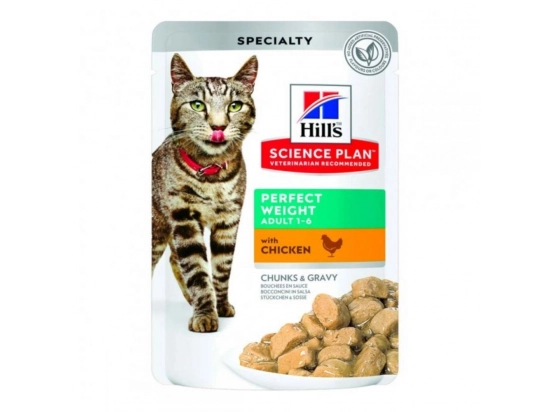 Фото - влажный корм (консервы) Hill's Science Plan Adult Perfect Weight Chicken корм для поддержания веса у кошек КУРИЦА