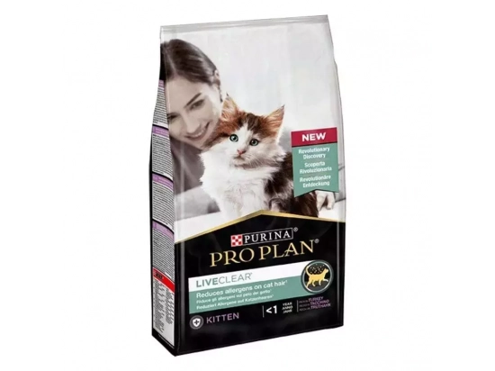Фото - сухой корм Purina Pro Plan (Пурина Про План) Kitten LiveClear Turkey сухой корм для котят для уменьшения аллергенов на шерсти ИНДЕЙКА