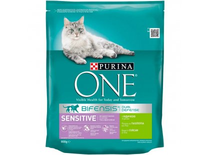 Фото - сухой корм Purina One (Пурина Ван) Sensitive корм для кошек с чувствительным пищеварением ИНДЕЙКА И РИС