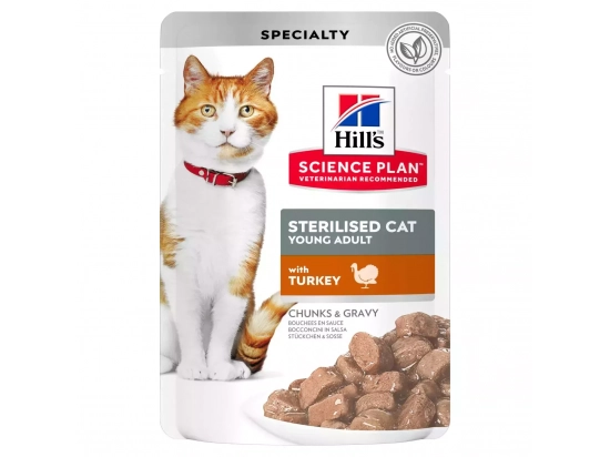Фото - вологий корм (консерви) Hill's Science Plan Young Adult Sterilised Cat Turkey корм для стерилізованих котів ІНДИЧКА