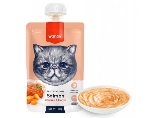 Фото - лакомства Wanpy (Ванпи) Salmon Chicken & Carrot крем-суп для кошек ЛОСОСЬ И КУРИЦА С МОРКОВЬЮ