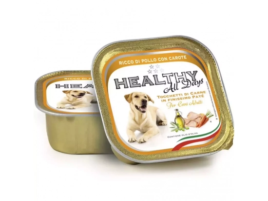Фото - вологий корм (консерви) Healthy All Days CHICKEN & CARROTS вологий корм для собак КУРКА ТА МОРКВА