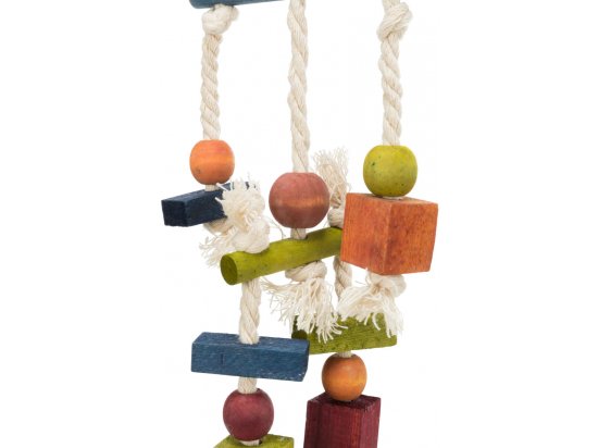 Фото - игрушки Trixie Деревянная игрушка для птиц с кожей и канатом (58985)