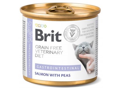 Фото - ветеринарные корма Brit Veterinary Diets Cat Grain Free Gastrointestinal Salmon & Pea консервы для кошек при проблемах с ЖКТ, ЛОСОСЬ и ГОРОХ