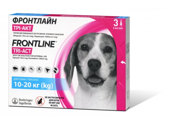 Frontline Tri-Act краплі від бліх, кліщів та комарів для собак - 3 фото