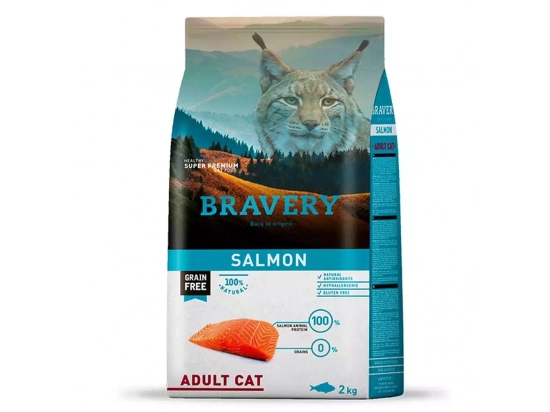 Фото - сухий корм Bravery (Бравері) Adult Cat Salmon сухий беззерновий корм для котів ЛОСОСЬ