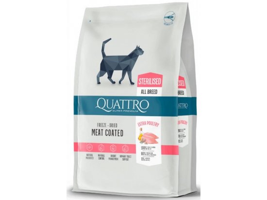 Фото - сухой корм Quattro (Кваттро) Cat Sterilised Extra Poultry сухой корм для стерилизованных кошек ПТИЦА