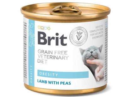 Фото - ветеринарные корма Brit Veterinary Diets Cat Grain Free Obesity Lamb & Peas консервы для кошек с избыточным весом ЯГНЕНОК И ГОРОШЕК