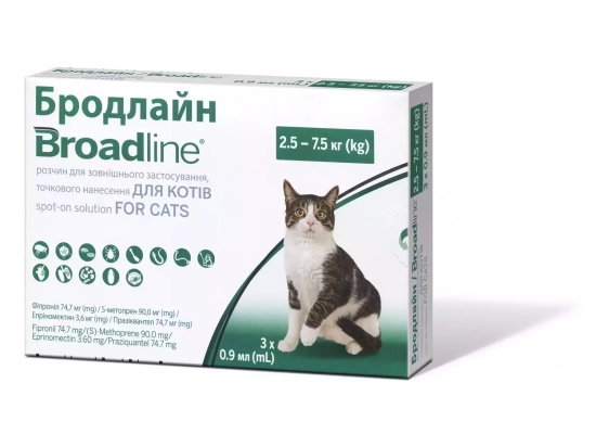 Фото - від бліх та кліщів Broadline Spot On Cat (Бродлайн Спот-Он) Препарат проти гельмінтів, бліх та кліщів у кішок