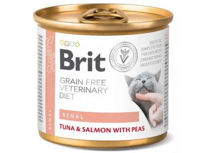 Фото - ветеринарні корми Brit Veterinary Diets Cat Grain Free Renal Tuna, Salmon & Peas онсерви для кішок із хронічною нирковою недостатністю ТУНЕЦЬ, ЛОСОСЬ та ГОРОШОК