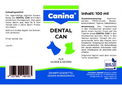 Фото - для зубів та пащі Canina (Каніна) DENTAL CAN - засіб для догляду за зубами та пащею собак та кішок