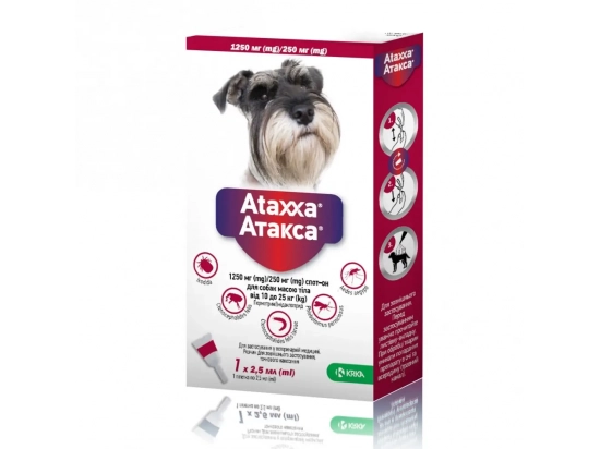 Фото - від бліх та кліщів KRKA Ataxxa (Атакса) Spot-On краплі на холку від бліх та кліщів для собак