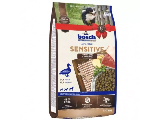 Фото - сухий корм Bosch (Бош) HPC Sensitive корм для дорослих собак схильних до алергії З КАЧКОЮ та КАРТОПЛЕЮ