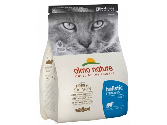 Фото - сухий корм Almo Nature Holistic STERILISED ADULT CAT WITH FRESH SALMON сухий корм для дорослих стерилізованих котів ЛОСОСЬ