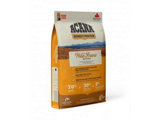 Фото - сухой корм Acana Highest Protein Wild Prairie Recipe Grain Free корм для щенков и собак всех пород, КУРИЦА, ИНДЕЙКА и РЫБА