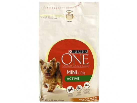 Фото - сухий корм Purina One (Пуріна Ван) Mini/Small Active корм для активних собак міні та малих порід КУРКА та РИС
