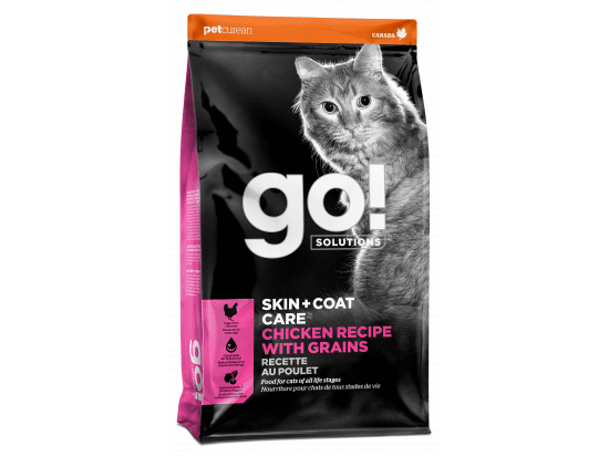 Фото - сухий корм GO! Solutions Skin & Coat Care With Grains Chicken Recipe сухий корм для котів для здорової шкіри та шерсті КУРКА