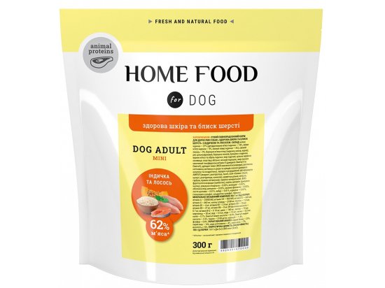 Фото - сухой корм Home Food (Хоум Фуд) Dog Adult Mini Turkey & Salmon корм для собак мелких пород, здоровая кожа и блеск шерсти ИНДЕЙКА и ЛОСОСЬ