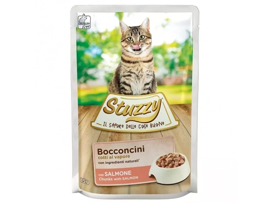 Фото - влажный корм (консервы) Stuzzy (Штуззи) SALMON CAT (ЛОСОСЬ кусочки В СОУСЕ) консервы для кошек, пауч