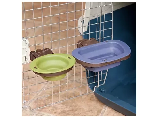 Фото - миски, напувалки, фонтани DEXAS Collapsible Kennel Bowl-Large - Миска складана з кріпленням для клітки для собак і кішок ВЕЛИКА, зелений