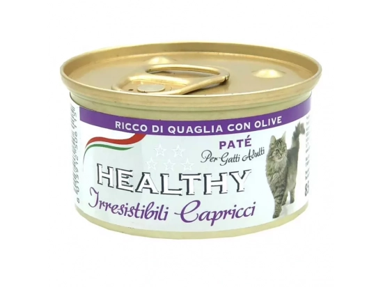 Фото - вологий корм (консерви) Healthy IrrCap QUAIL & OLIVE вологий корм для вибагливих кішок ПЕРЕПІЛКА та ОЛИВКИ