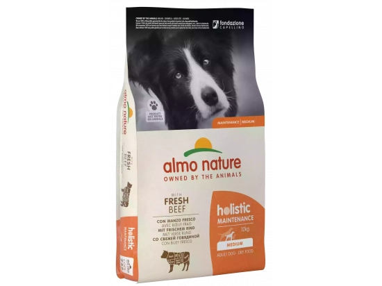 Фото - сухой корм Almo Nature Holistic MAINTENANCE MEDIUM ADULT DOG WITH FRESH BEEF сухой корм для взрослых собак средних пород ГОВЯДИНА