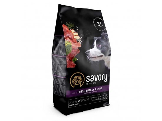 Savory (Сейвори) MEDIUM TURKEY & LAMB корм для собак средних пород ИНДЕЙКА И ЯГНЕНОК