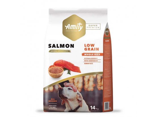 Amity (Аміті) Super Premium Low Grain Adult Salmon сухий низькозерновий корм для дорослих собак усіх порід ЛОСОСЬ - 2 фото