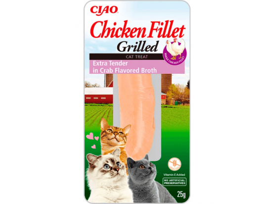 Фото - ласощі Inaba Cat Grilled Extra Tender Chicken Fillet in Crab Broth ласощі для котів КУРЯЧЕ ФІЛЕ В БУЛЬЙОНІ З КРАБА