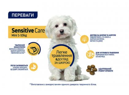 Фото - сухий корм Advance (Едванс) Dog Mini Adult Sensitive - корм для дорослих собак маленьких порід з чутливим травленням (лосось та рис)