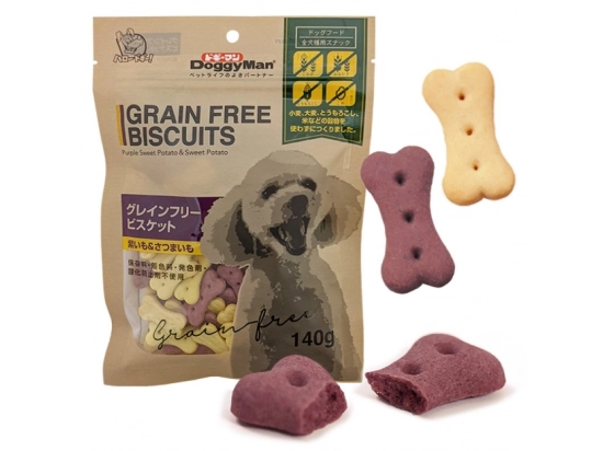 Фото - ласощі DoggyMan (ДоггіМен) Biscuits Purple Sweet Potato & Sweet Potato беззернове двокольорове печиво, ласощі для собак БАТАТ