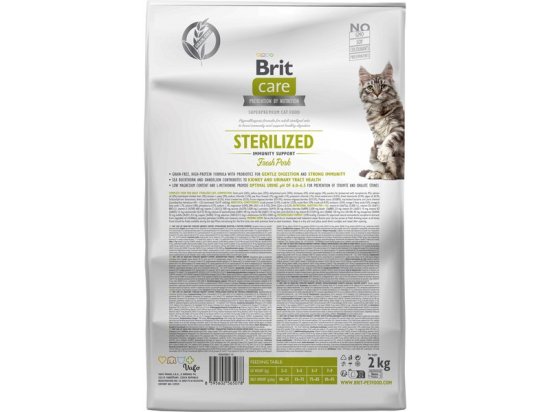 Фото - сухой корм Brit Care Cat Grain Free Sterilized Immunity Support Pork беззерновой корм для стерилизованных кошек с чувствительным пищеварением СВИНИНА
