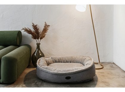 Фото - лежаки, матрасы, коврики и домики Harley & Cho DONUT FUR GRAY овальный лежак для собак, серый
