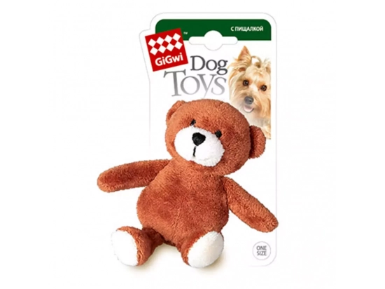 Фото - игрушки GiGwi (Гигви) Plush Dog Toys МЕДВЕДЬ игрушка для собак с пищалкой, 9 см